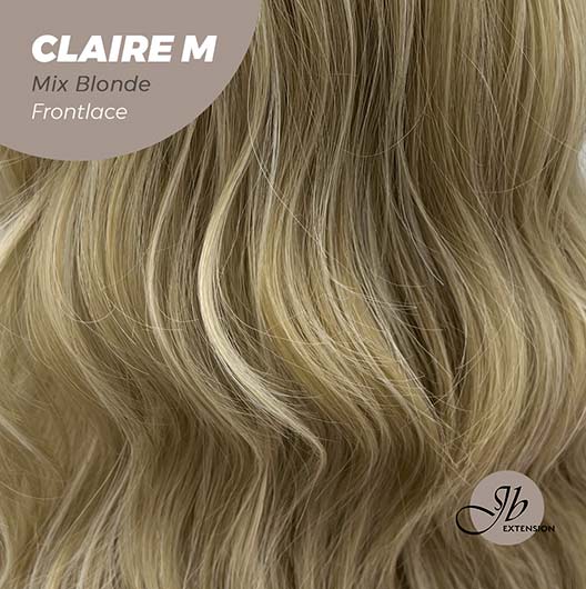JBEXTENSION 22 Inches Body Wave Mix Blonde Pre-Cut Frontlace Glueless Wig CLAIRE M BLONDE
