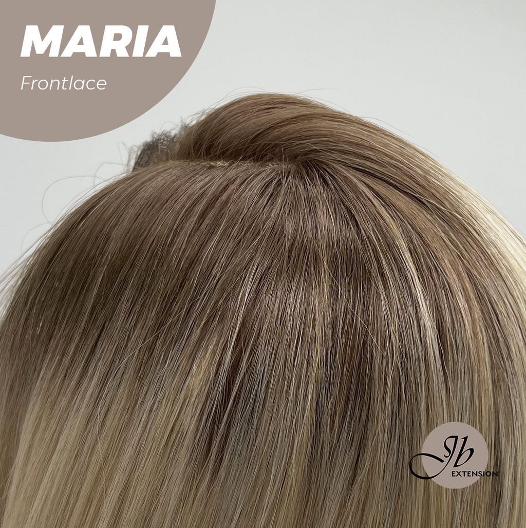 JBEXTENSION 12 Inches Blonde With Dark Root Pre-Cut Side Part Frontlace Glueless Wig MARIA
