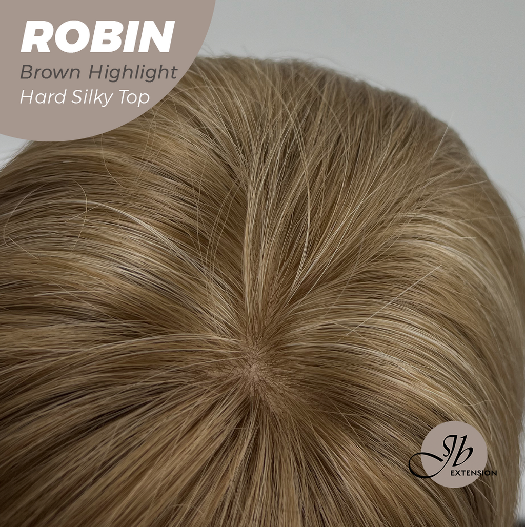 JBEXTENSION 22 Inches Scalpiana Brown With Highlight Wolf Cut 3.5X4 Hard Silky Top Natural Scalp Effect Wig ROBIN BROWN HIGHLIGHT