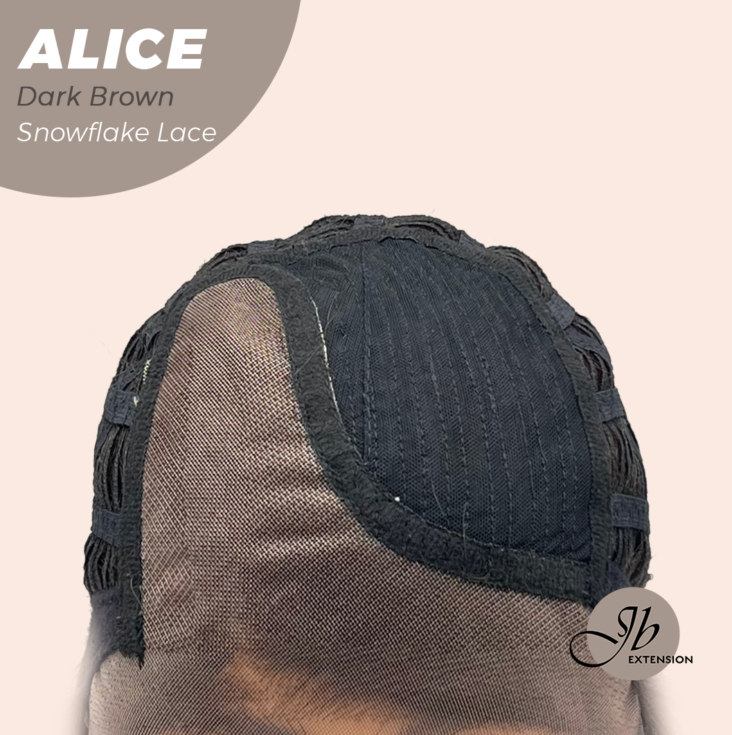 JBEXTENSION 12 Inches Dark Brown Pre-Cut Side Part Snowflake Lace Frontlace Glueless Wig ALICE DARK BROWN【BENDY EAR TABS】- S/M