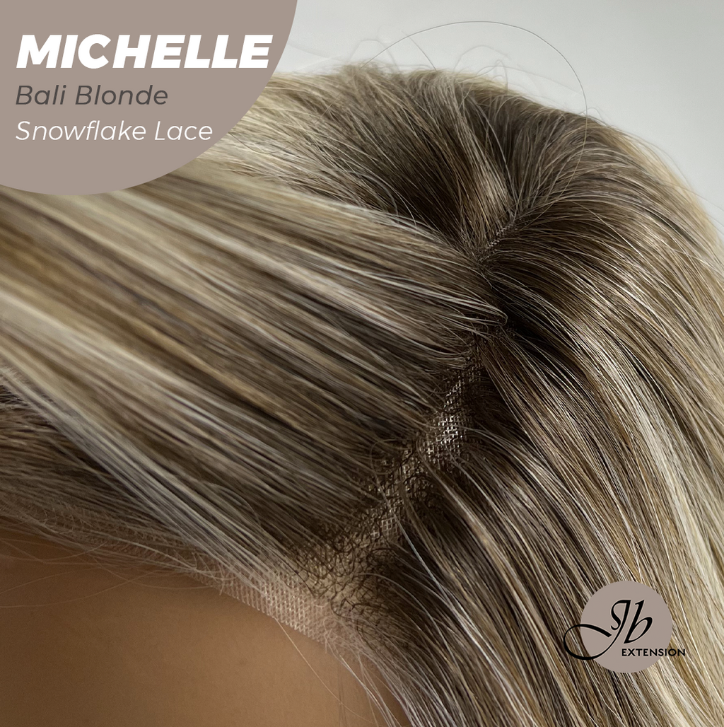 JBEXTENSION 10 Inches Bali Blonde Pre-Cut Side Part Snowflake Lace Frontlace Glueless Wig MICHELLE BALI BLONDE【BENDY EAR TABS】- S/M