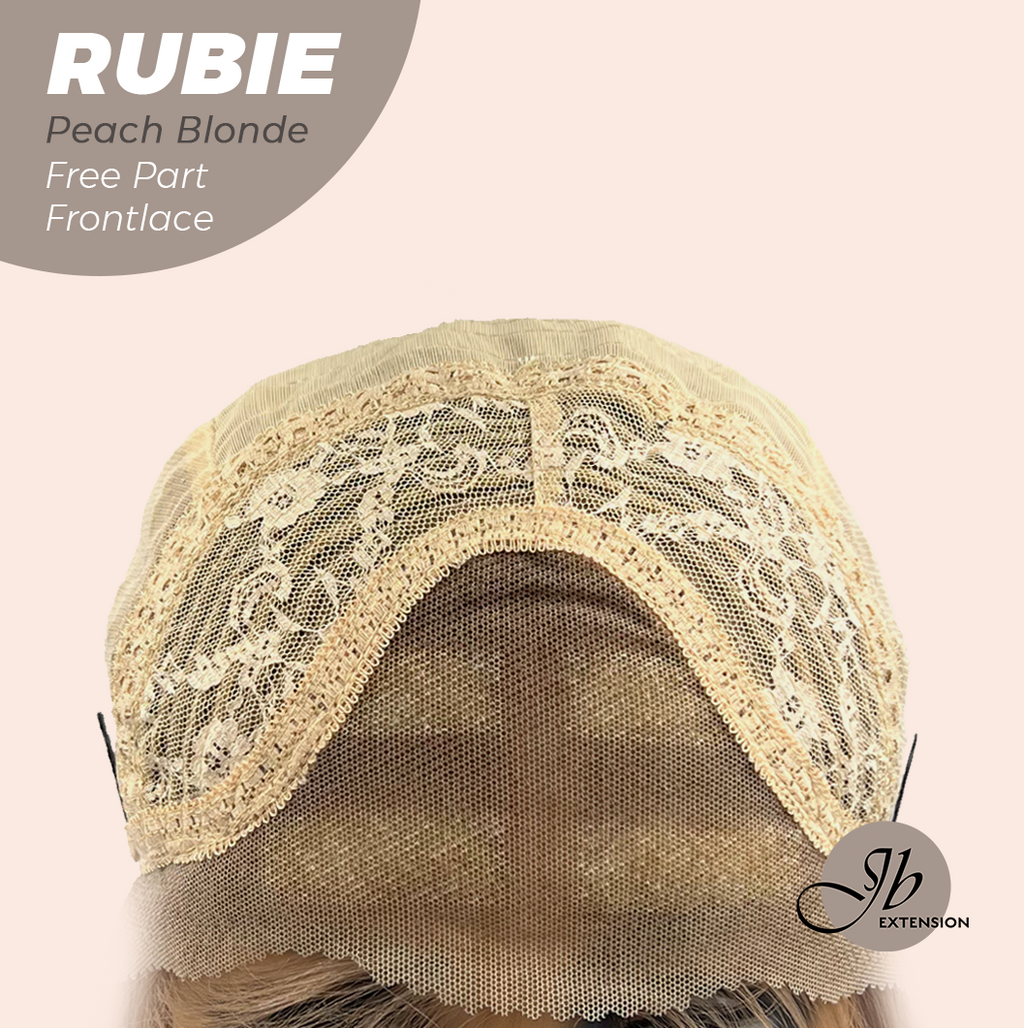 JBEXTENSION 30 Inches Peach Blonde Long Straight Fiber X, Tangle Less Pre-Cut Free Part Frontlae Glueless Wig RUBIE PEACH BLONDE【FIBER X】