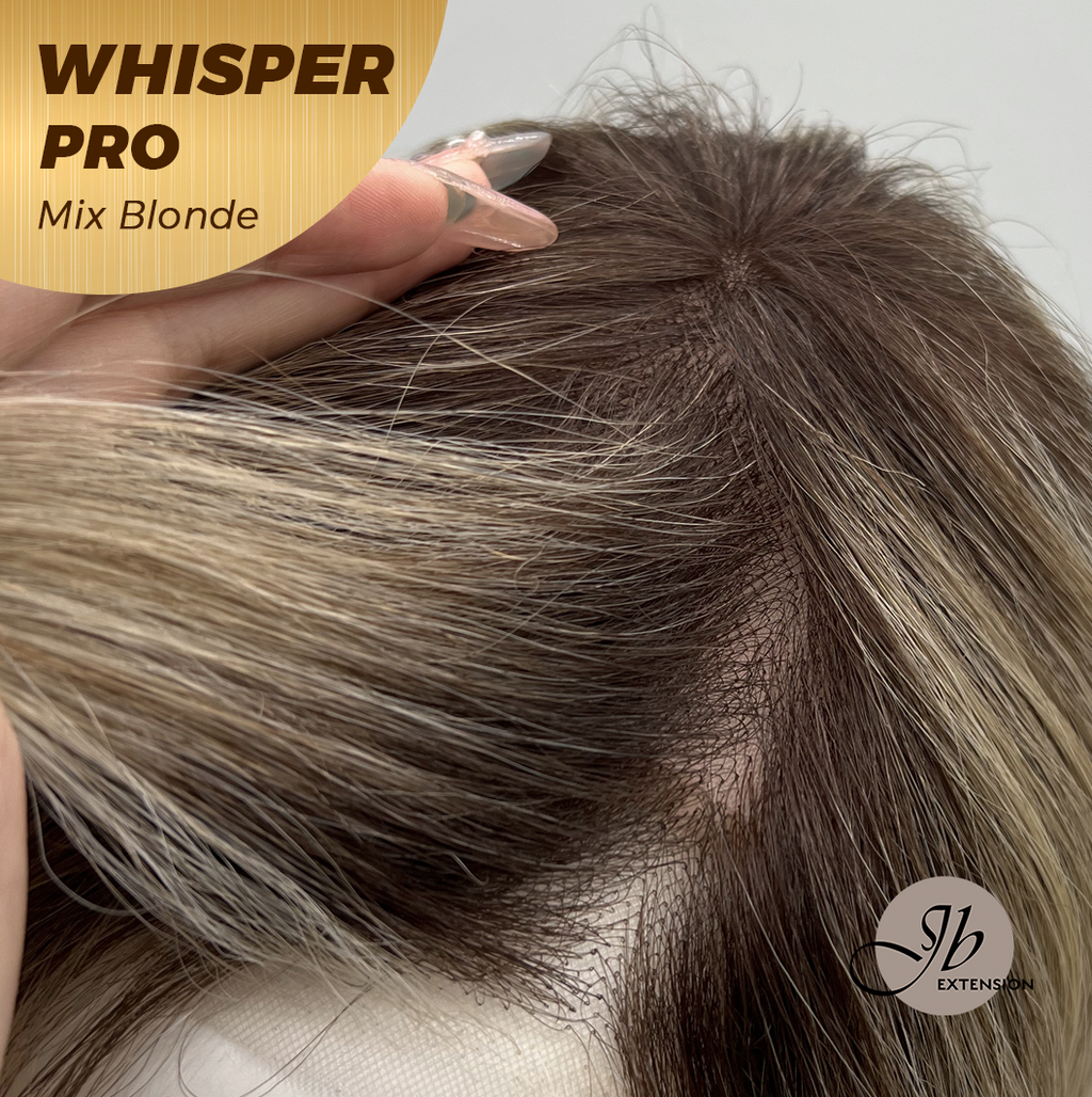 JBEXTENSION 14inch|18inch Clip-In Snowflake Lace Wave Hair Topper Monofilament with Anti-slip Silicone Strips – Crown & Hairline Coverage WHISPER PRO