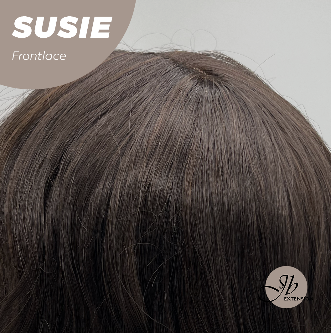 JBEXTENSION 16 Inches Dark Brown Women Pre-Cut Frontlace Glueless Wig SUSIE