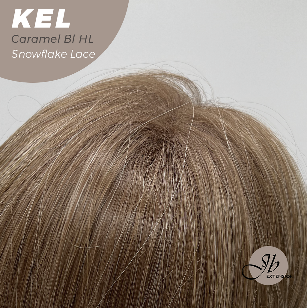 [PRE-ORDER] JBEXTENSION 22 Inches Caramel Blonde Highlight Pre-Cut Snowflake Lace Frontlace Glueless Wig KEL CARAMEL BLONDE HIGHLIGHT【PERMATEASE】【BENDY EAR TABS】