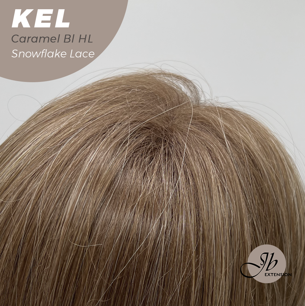 [PRE-ORDER] JBEXTENSION 22 Inches Caramel Blonde Highlight Pre-Cut Snowflake Lace Frontlace Glueless Wig KEL CARAMEL BLONDE HIGHLIGHT【PERMATEASE】【BENDY EAR TABS】