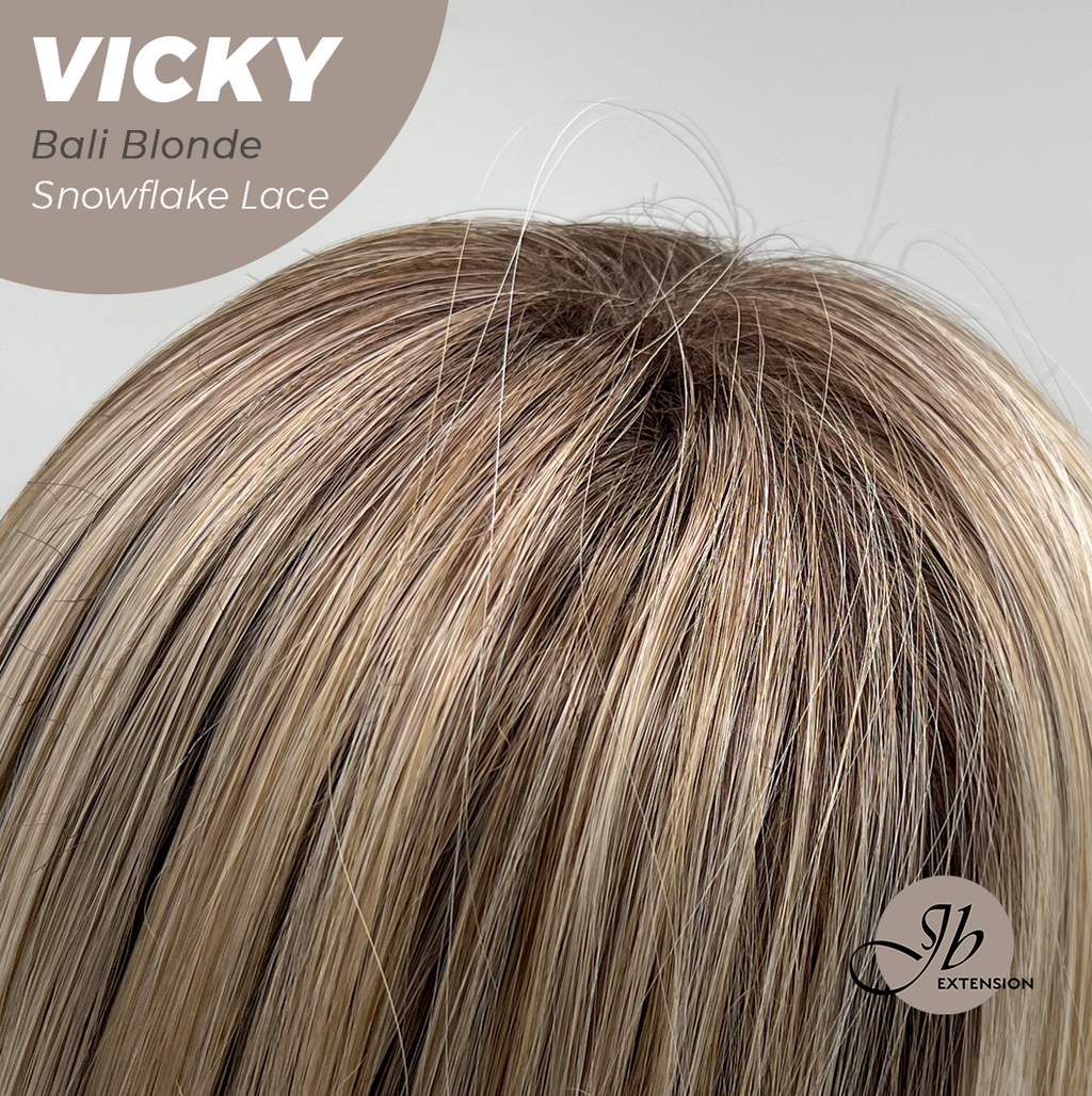 JBEXTENSION 20 Inches Bali Blonde Pre-Cut Snowflake Lace Frontlace Glueless Wig VICKY BALI BLONDE【PERMATEASE】【BENDY EAR TABS】- S/M