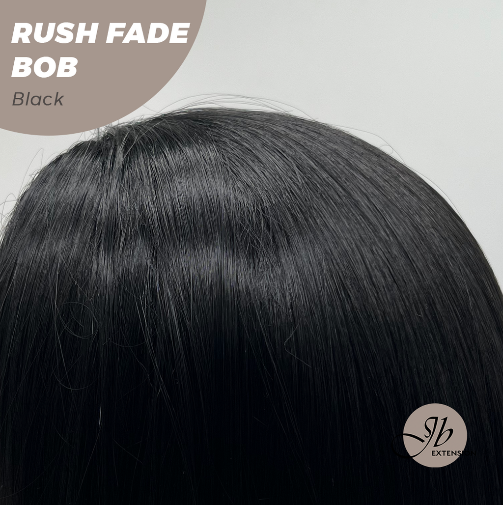 JBEXTENSION 12 Inches Short Hair Black Headband Wig RUSH FADE BOB - BLACK