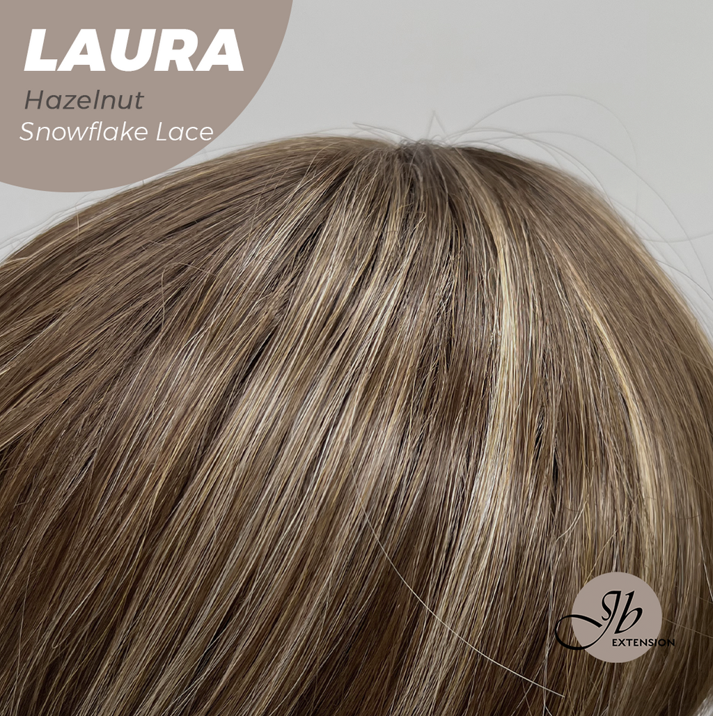 JBEXTENSION 14 Inches Hazelnut Pre-Cut Side Part Snowflake Lace Frontlace Glueless Wig LAURA SNOWFLAKE HAZELNUT【BENDY EAR TABS】- M/L