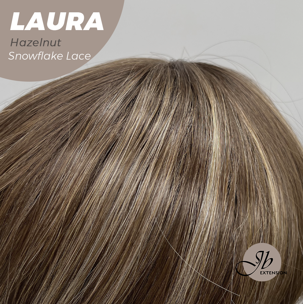 JBEXTENSION 14 Inches Hazelnut Pre-Cut Side Part Snowflake Lace Frontlace Glueless Wig LAURA SNOWFLAKE HAZELNUT【BENDY EAR TABS】- M/L