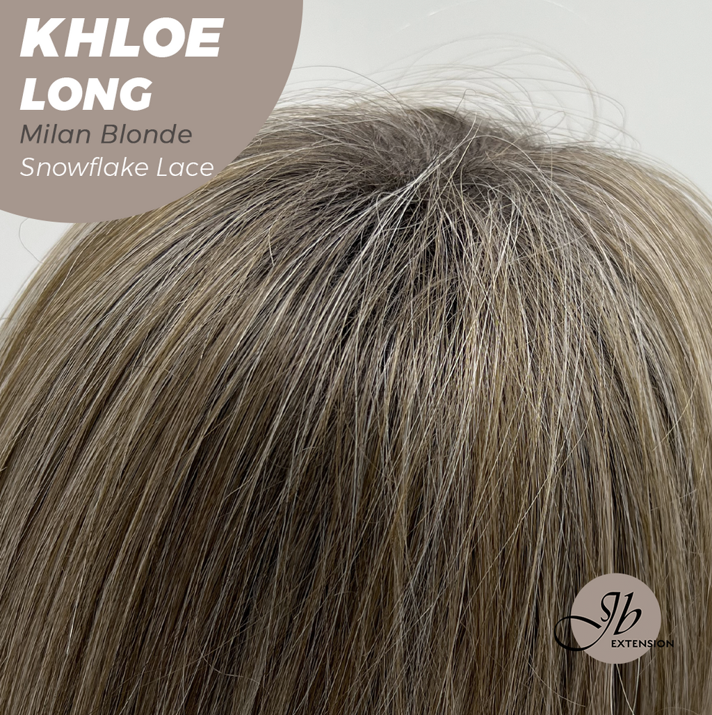 JBEXTENSION 18 Inches Milan Blonde Pre-Cut Snowflake Lace Frontlace Glueless Wig KHLOE LONG MILAN BLONDE【PERMATEASE】【BENDY EAR TABS】- S/M