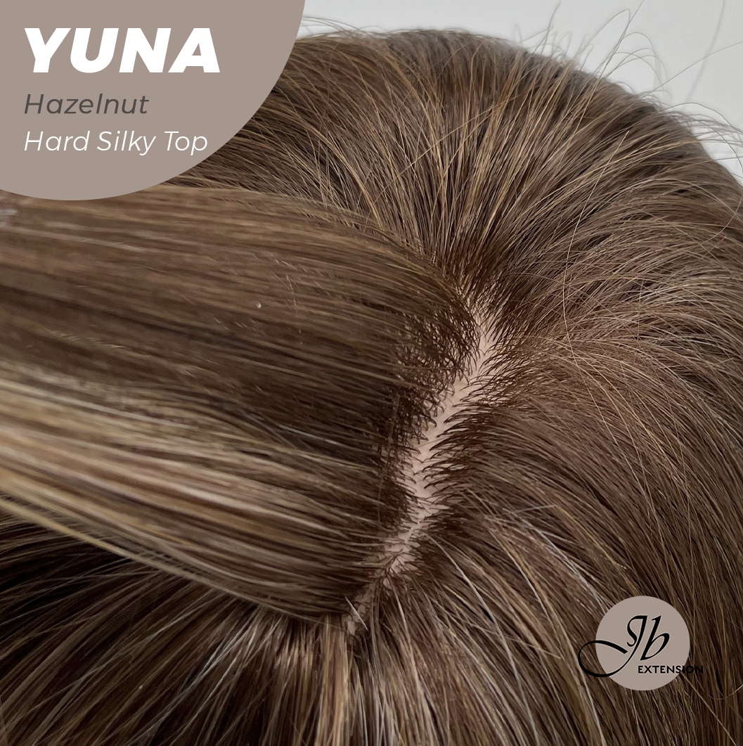 JBEXTENSION 12 Inches Scalpiana Hazelnut 3.5X4 Hard Silky Top Natural Scalp Effect Women Wig With Bangs YUNA HAZELNUT