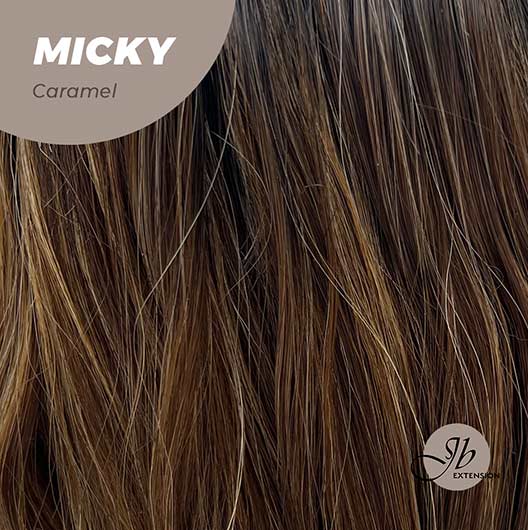 JBEXTENSION 26 Inches Caramel Body Wave With Dark Root Wig With Bangs MICKY CARAMEL