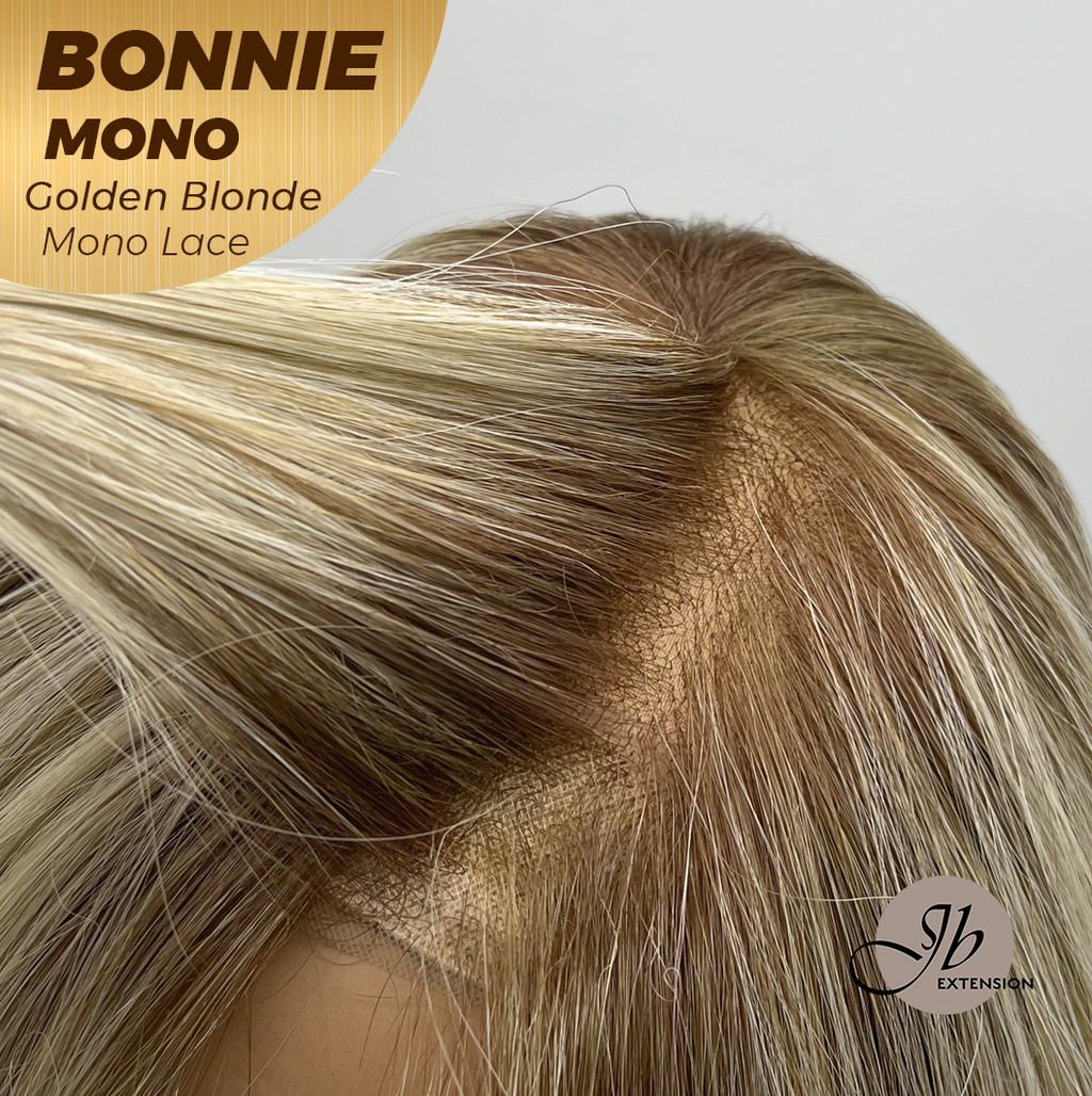 [PRE-ORDER] JBEXTENSION BONNIE MONO GOLDEN BLONDE Full Monofilament Handmade Full Lace Full Hand Tied Wig 12 Inches Golden Blonde With Dark Root Mono Lace Handmade Futura Fiber Glueless Wig BONNIE MONO GOLDEN BLONDE【BENDY EAR TABS】