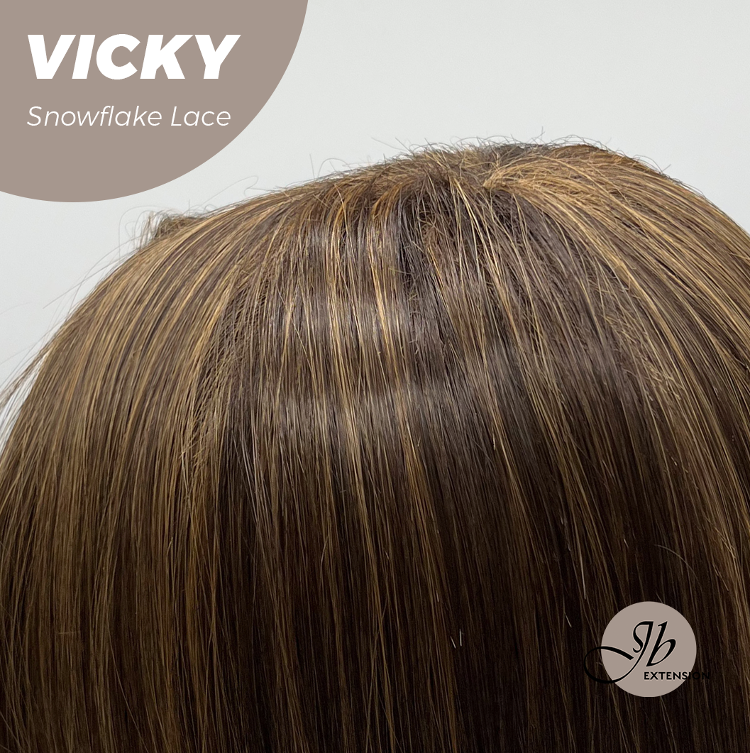 JBEXTENSION 20 Inches Caramel Pre-Cut Snowflake Lace Frontlace Glueless Wig VICKY【PERMATEASE】【BENDY EAR TABS】- S/M