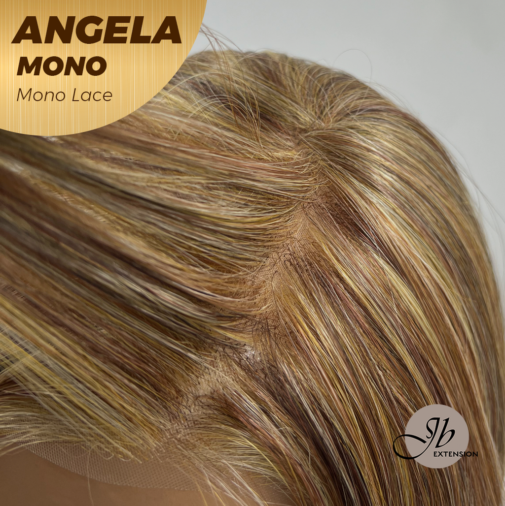 HOT OF SEASON -JBEXTENSION ANGELA MONO Monofilament Handmade Wig 6X5 Full Monofilament Hand Tied Top Wig 16 Inches Crème Caramel Mono Lace Wig With Anti-slip Silicone Strips Glueless Wig ANGELA MONO【BENDY EAR TABS】