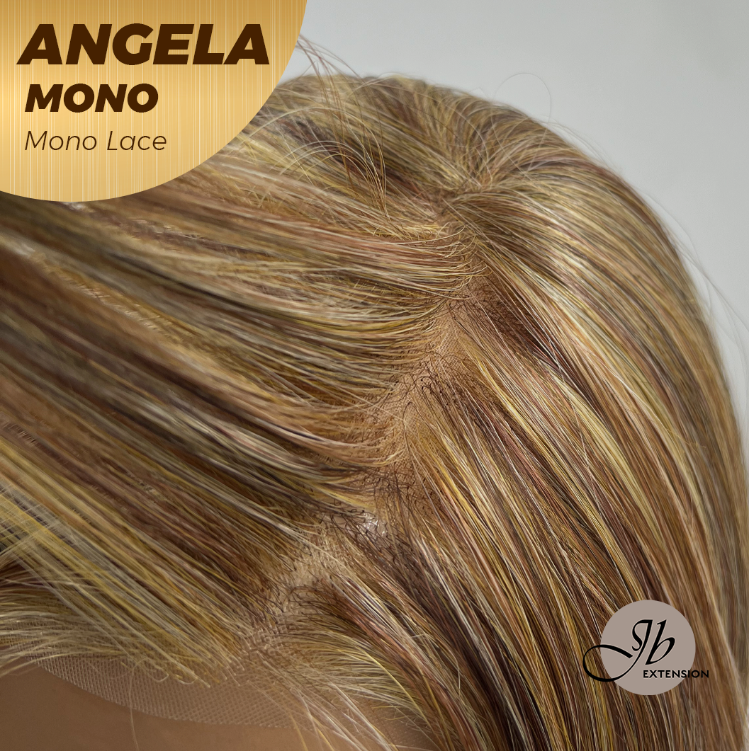 HOT OF SEASON -JBEXTENSION ANGELA MONO Monofilament Handmade Wig 6X5 Full Monofilament Hand Tied Top Wig 16 Inches Crème Caramel Mono Lace Wig With Anti-slip Silicone Strips Glueless Wig ANGELA MONO【BENDY EAR TABS】