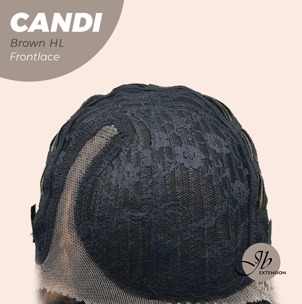 JBEXTENSION 20 Inches Brown Highlight Pre-Cut Side Part Frontlace Glueless Wig CANDI BROWN HIGHLIGHT