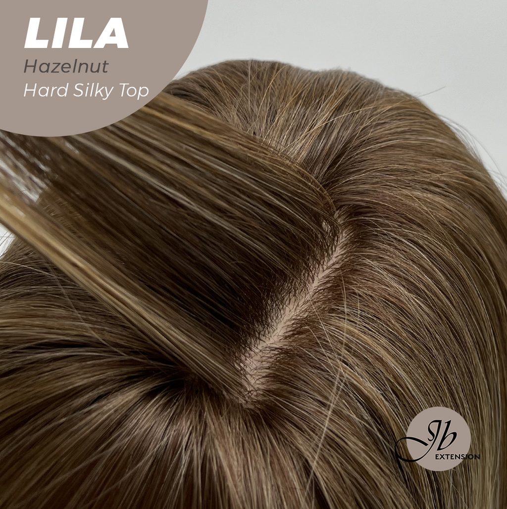 JBEXTENSION 20 Inches Scalpiana Hazelnut Wolf Cut 3.5X4 Hard Silky Top Natural Scalp Effect Wig With Bangs LILA HAZELNUT
