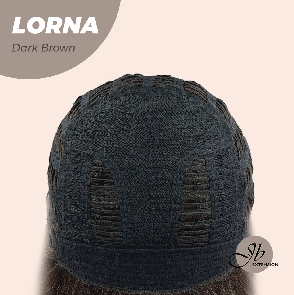 HOT OF SEASON -18 Inches Dark Brown Curly Women Fashion Full Machine Wig With Bangs LORNA DARK BROWN【PLUS PERMATEASE】【BENDY EAR TABS】