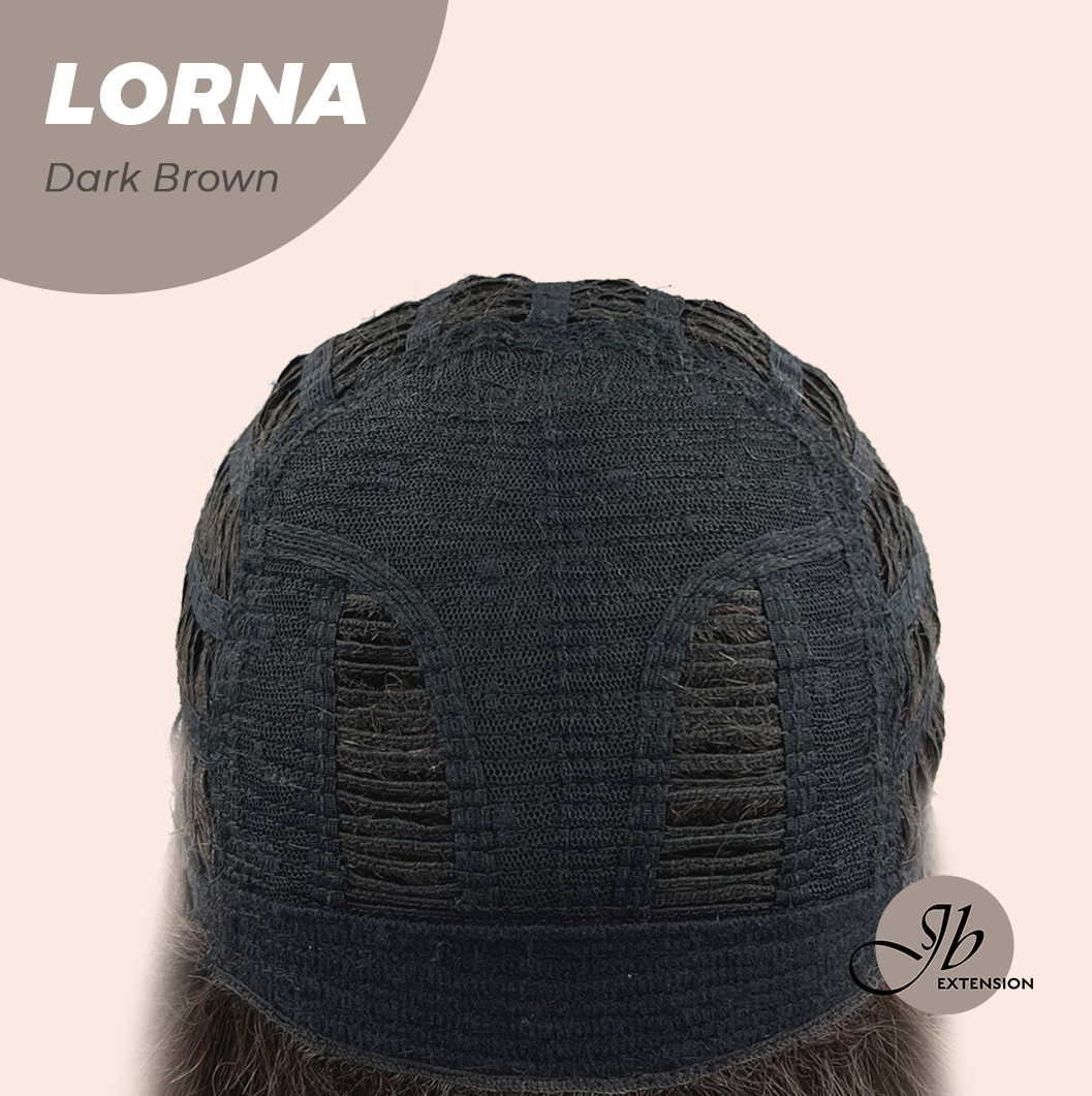 HOT OF SEASON -18 Inches Dark Brown Curly Women Fashion Full Machine Wig With Bangs LORNA DARK BROWN【PLUS PERMATEASE】【BENDY EAR TABS】