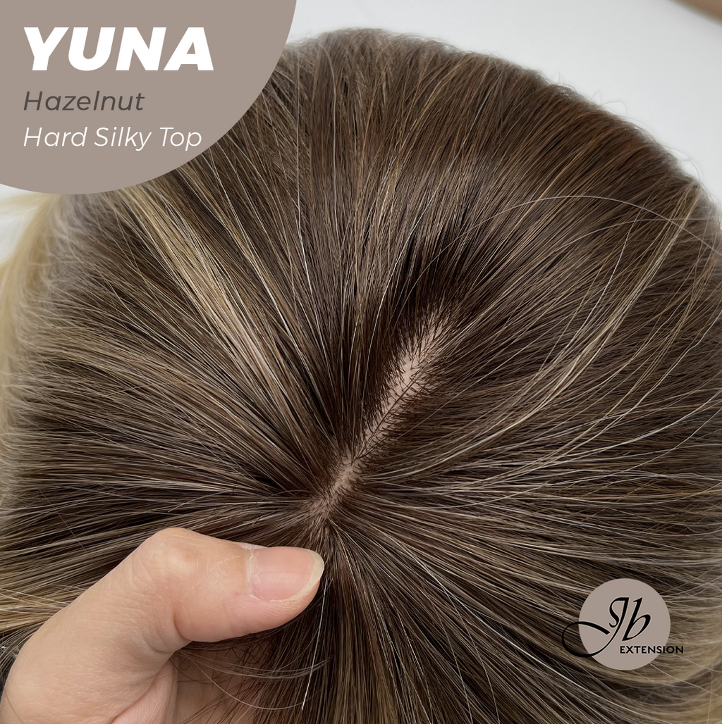 JBEXTENSION 12 Inches Scalpiana Hazelnut 3.5X4 Hard Silky Top Natural Scalp Effect Women Wig With Bangs YUNA HAZELNUT
