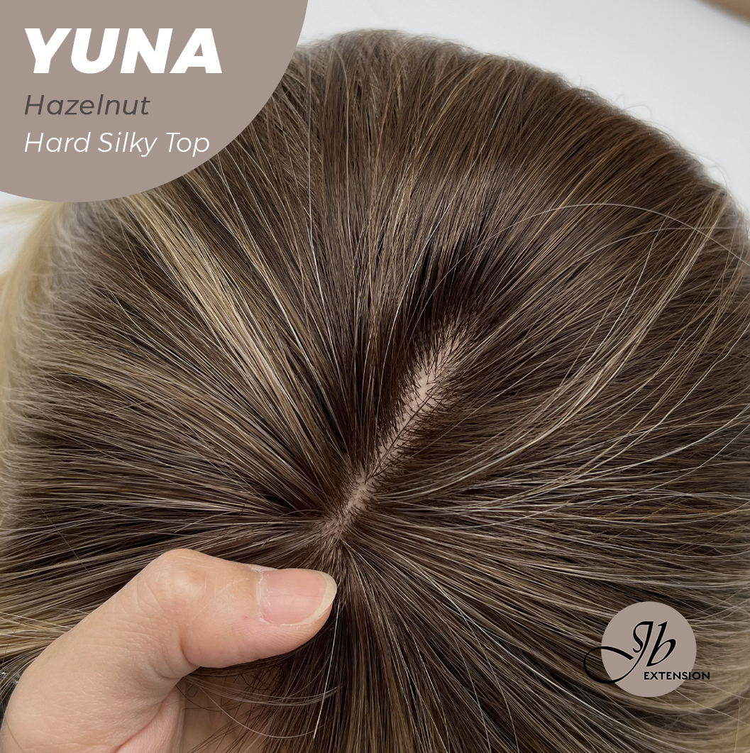 JBEXTENSION 12 Inches Scalpiana Hazelnut 3.5X4 Hard Silky Top Natural Scalp Effect Women Wig With Bangs YUNA HAZELNUT