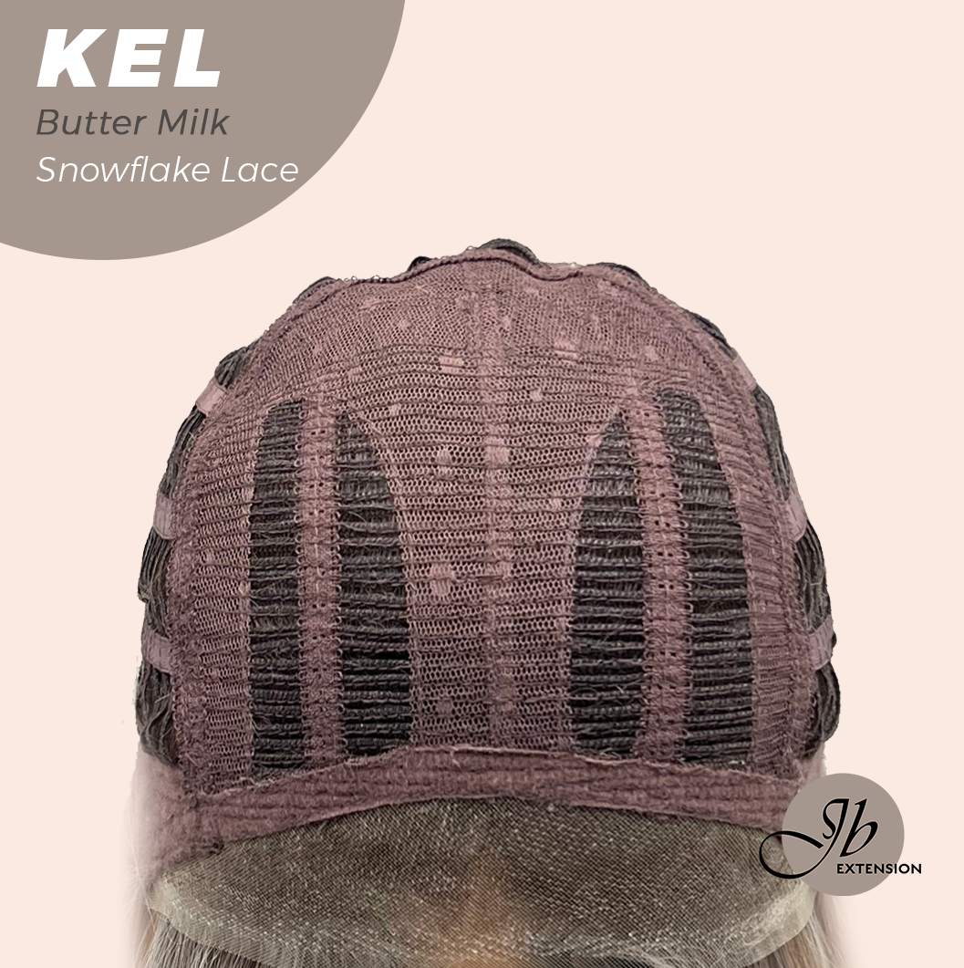 JBEXTENSION 22 Inches Butter Milk Pre-Cut Snowflake Lace Frontlace Glueless Wig KEL BUTTER MILK【PERMATEASE】【BENDY EAR TABS】- M/L