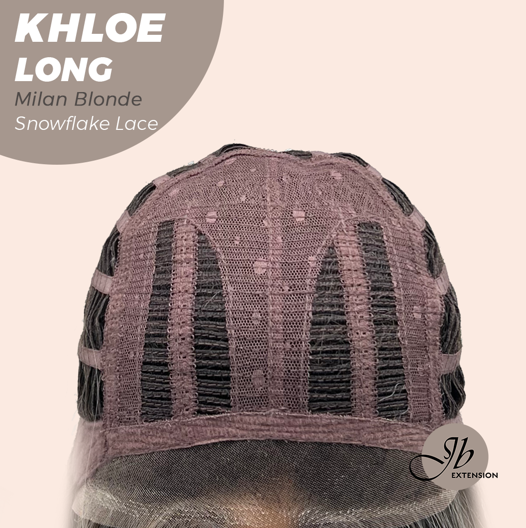 JBEXTENSION 18 Inches Milan Blonde Pre-Cut Snowflake Lace Frontlace Glueless Wig KHLOE LONG MILAN BLONDE【PERMATEASE】【BENDY EAR TABS】- S/M
