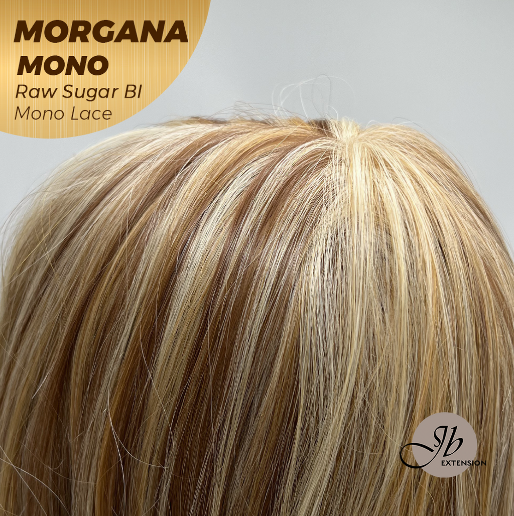 JBEXTENSION MORGANA MONO Monofilament Handmade Wig 6X5 Full Monofilament Hand Tied Top Wig 13 Inches Raw Sugar Blonde Mono Lace Wig With Anti-slip Silicone Strips Glueless Wig MORGANA MONO RAW SUGAR BLONDE【BENDY EAR TABS】