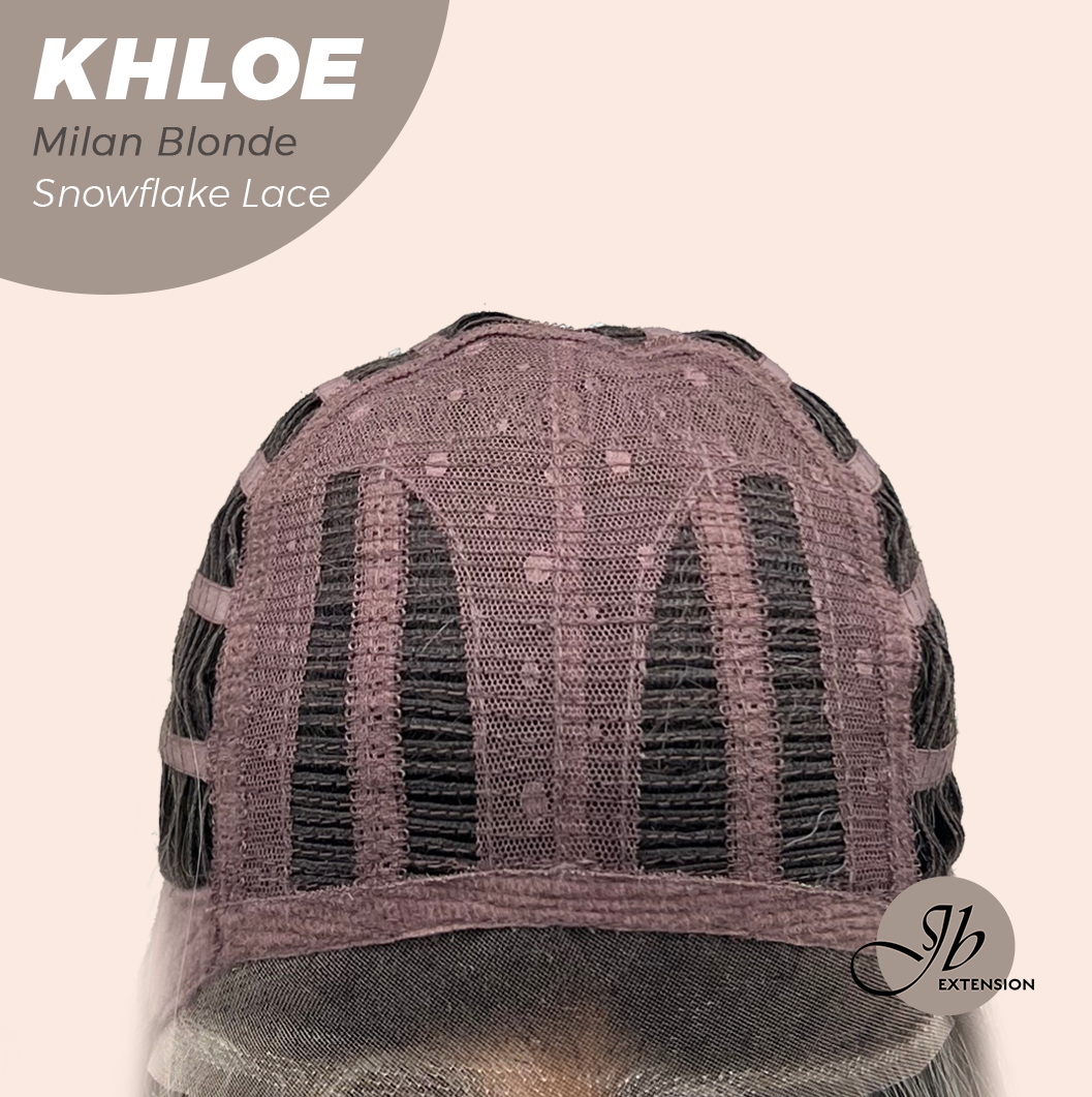 JBEXTENSION 12 Inches Bob Cut Milan Blonde Pre-Cut Snowflake Lace Frontlace Glueless Wig KHLOE MILAN BLONDE【PERMATEASE】【BENDY EAR TABS】- S/M
