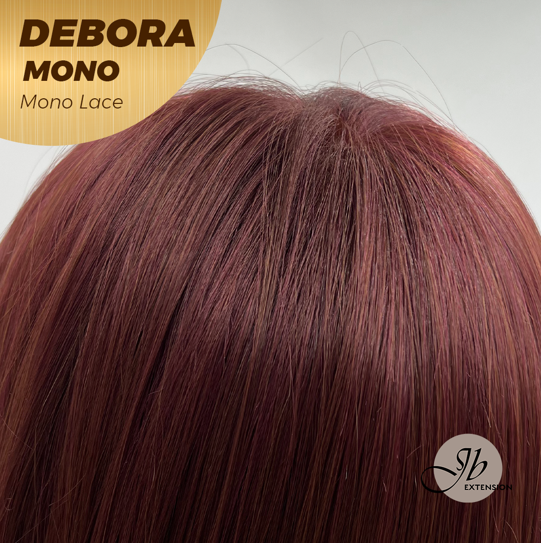 [PRE-ORDER] HOT OF SEASON - DEBORA MONO Monofilament Handmade Wig 6X5 Full Monofilament Hand Tied Top Wig 20 Inches Dark Red Mono Lace Wig With Anti-slip Silicone Strips Glueless Wig DEBORA MONO【BENDY EAR TABS】