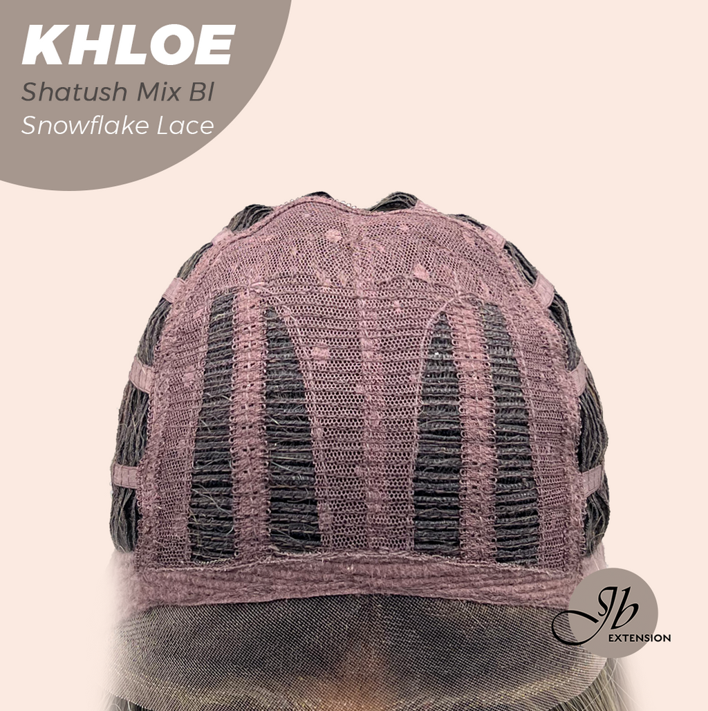 JBEXTENSION 12 Inches Bob Cut Shatush Mix Blonde Pre-Cut Snowflake Lace Frontlace Glueless Wig KHLOE SHATUSH MIX BLONDE【PERMATEASE】【BENDY EAR TABS】- M/L
