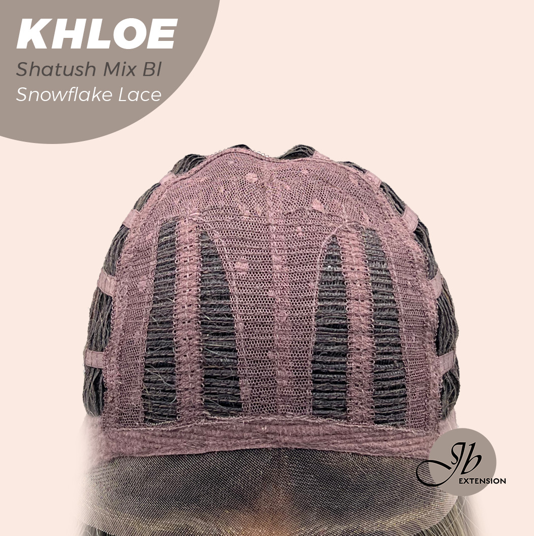 JBEXTENSION 12 Inches Bob Cut Shatush Mix Blonde Pre-Cut Snowflake Lace Frontlace Glueless Wig KHLOE SHATUSH MIX BLONDE【PERMATEASE】【BENDY EAR TABS】- M/L