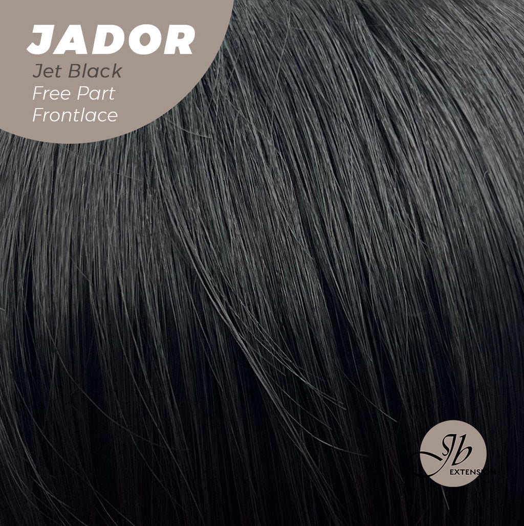 JBEXTENSION 10 Inches Jet Black Curly Lace Front Wig.Pre Plucked 13*3 HD Transparent Lace Frontal Handmade Futura Fiber Swiss Lace Synthetic Fiber Glueless Wig JADOR BLACK