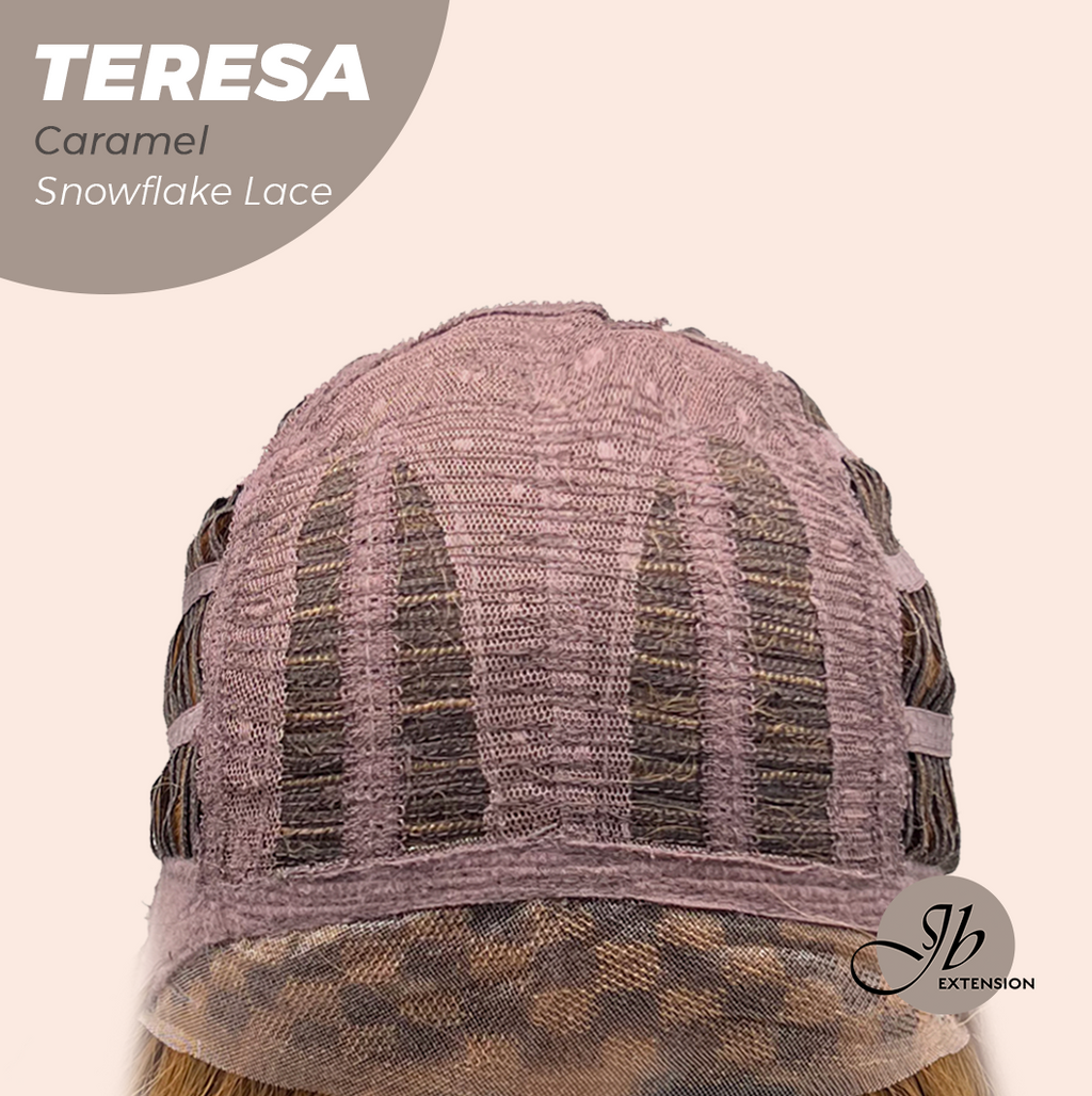 JBEXTENSION 18 Inches Caramel Pre-Cut Snowflake Lace Frontlace Glueless Wig TERESA CARAMEL【PERMATEASE】【BENDY EAR TABS】- M/L