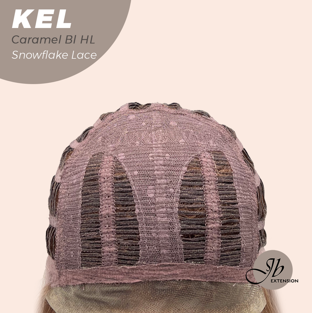 [PRE-ORDER] JBEXTENSION 22 Inches Caramel Blonde Highlight Pre-Cut Snowflake Lace Frontlace Glueless Wig KEL CARAMEL BLONDE HIGHLIGHT【PERMATEASE】【BENDY EAR TABS】