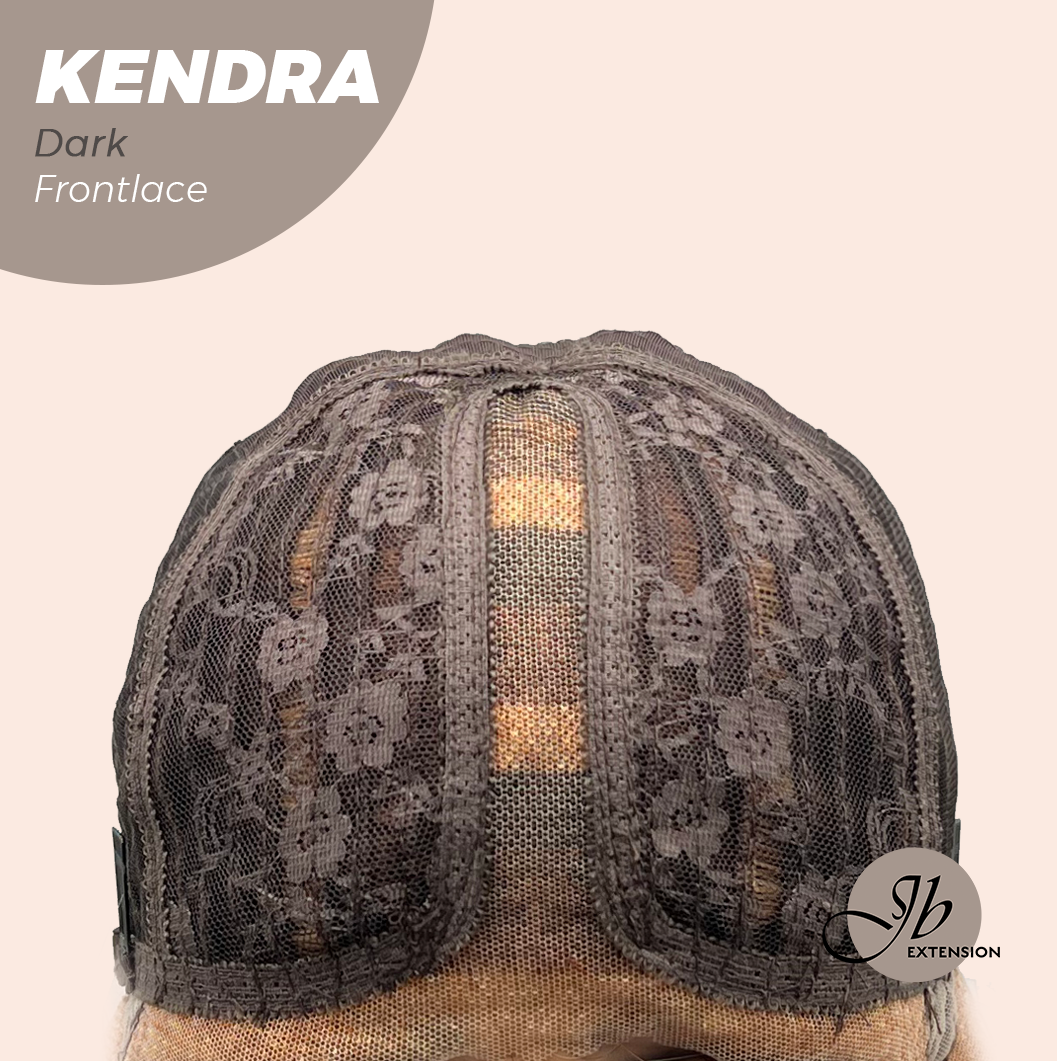 JBEXTENSION 16 Inches Dark Auburn Highlight Pre-Cut Frontlace Glueless Wig KENDRA DARK