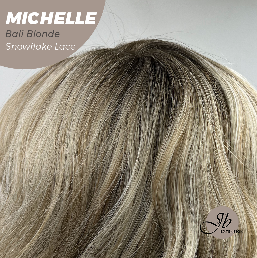 JBEXTENSION 10 Inches Bali Blonde Pre-Cut Side Part Snowflake Lace Frontlace Glueless Wig MICHELLE BALI BLONDE【BENDY EAR TABS】- S/M