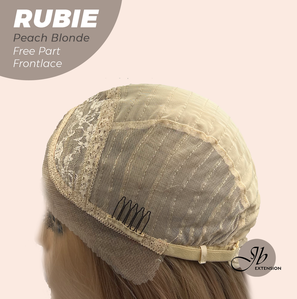 JBEXTENSION 30 Inches Peach Blonde Long Straight Fiber X, Tangle Less Pre-Cut Free Part Frontlae Glueless Wig RUBIE PEACH BLONDE【FIBER X】