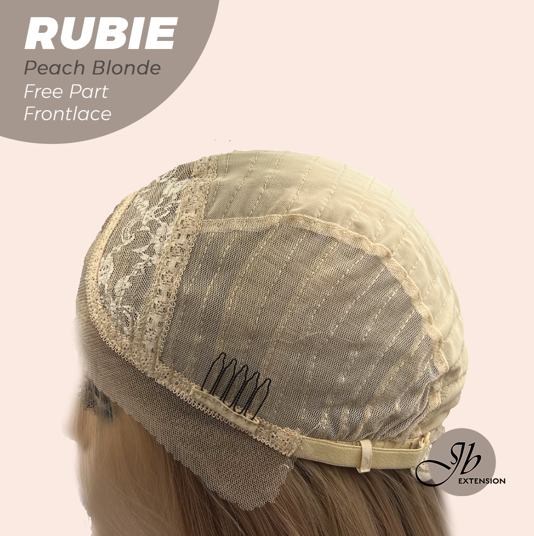 JBEXTENSION 30 Inches Peach Blonde Long Straight Fiber X, Tangle Less Pre-Cut Free Part Frontlae Glueless Wig RUBIE PEACH BLONDE【FIBER X】