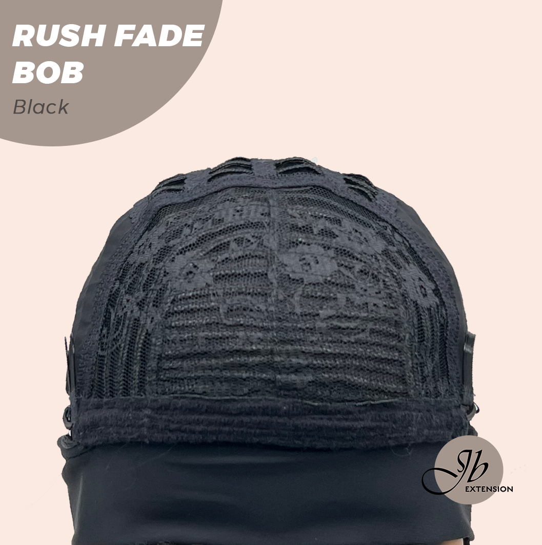 JBEXTENSION 12 Inches Short Hair Black Headband Wig RUSH FADE BOB - BLACK