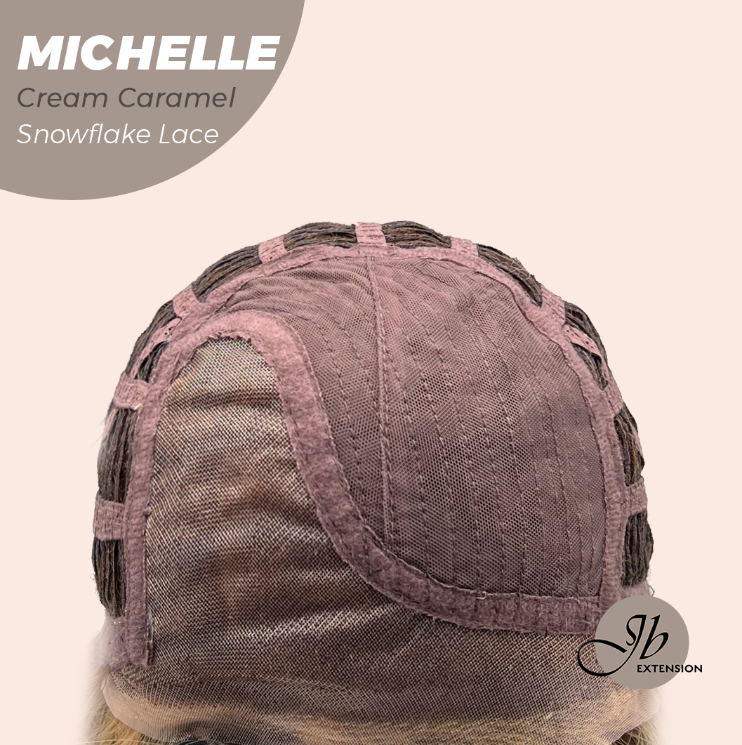JBEXTENSION 10 Inches Cream Caramel Pre-Cut Side Part Snowflake Lace Frontlace Glueless Wig MICHELLE CREAM CARAMEL【BENDY EAR TABS】- M/L