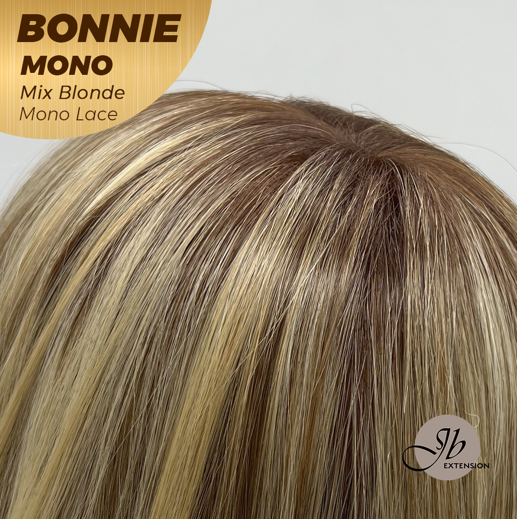 [PRE-ORDER] HOT OF SEASON - BONNIE MONO MIX BLONDE Full Monofilament Handmade Full Lace Full Hand Tied Wig 12 Inches Mix Blonde With Dark Root Mono Lace Handmade Futura Fiber Glueless Wig BONNIE MONO MIX BLONDE【BENDY EAR TABS】