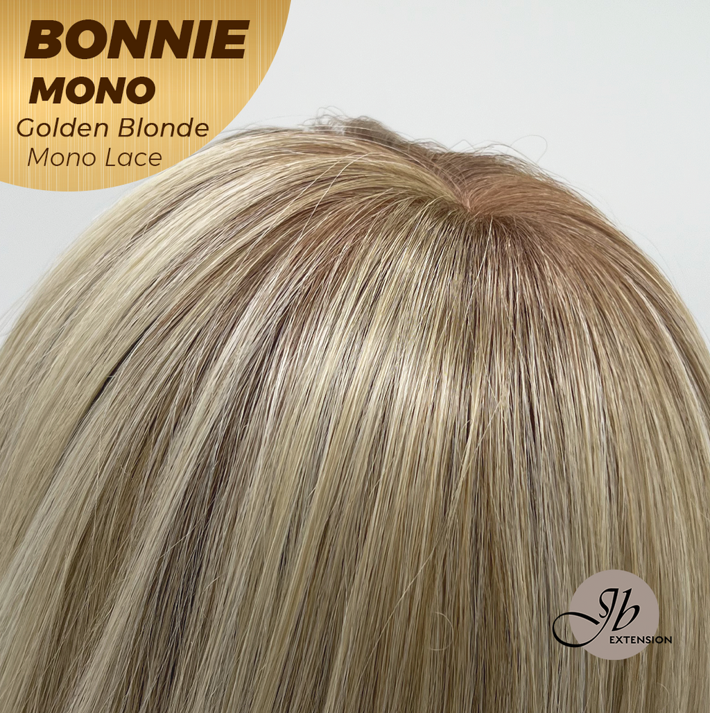[PRE-ORDER] JBEXTENSION BONNIE MONO GOLDEN BLONDE Full Monofilament Handmade Full Lace Full Hand Tied Wig 12 Inches Golden Blonde With Dark Root Mono Lace Handmade Futura Fiber Glueless Wig BONNIE MONO GOLDEN BLONDE【BENDY EAR TABS】