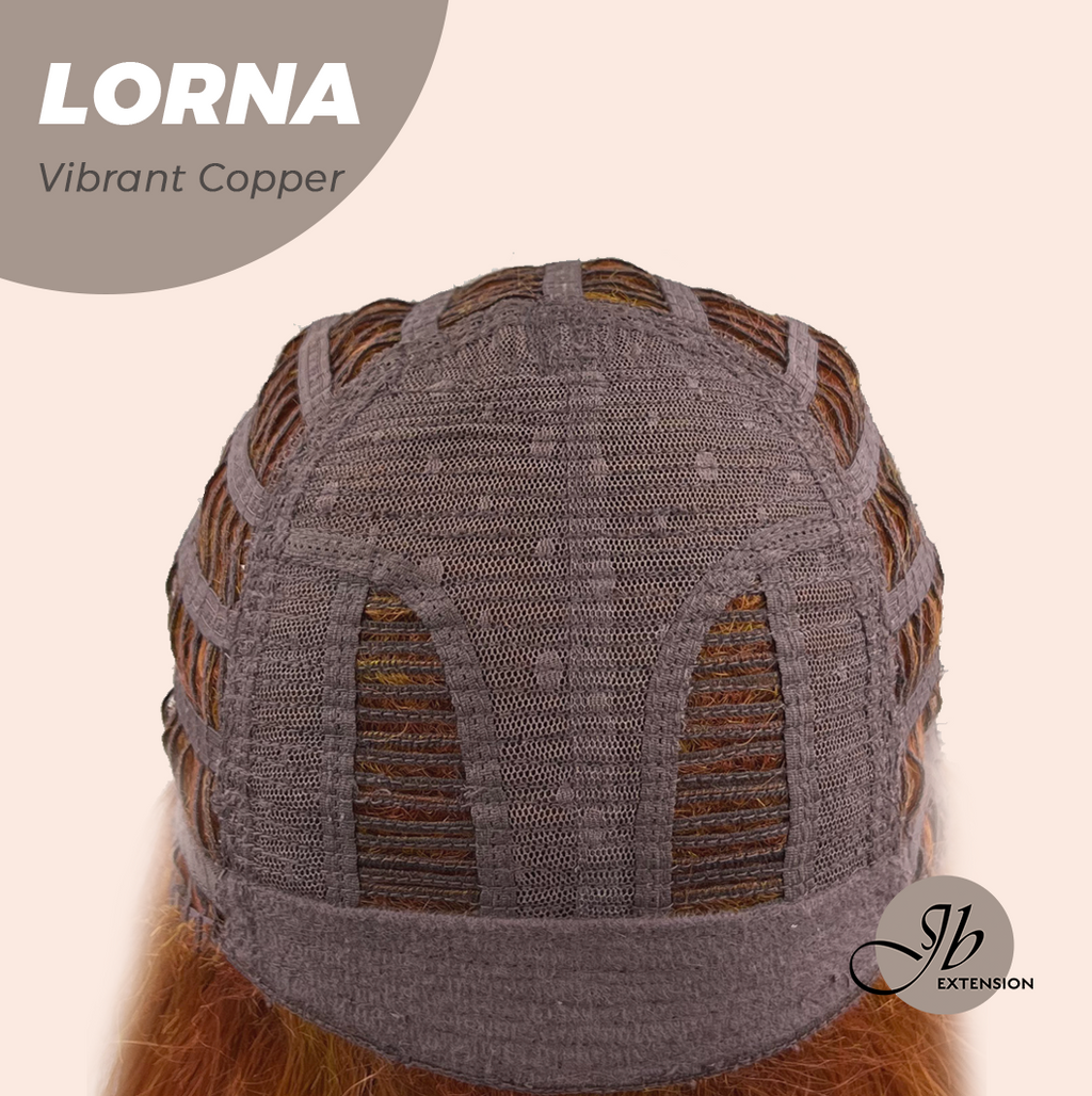 JBEXTENSION 18 Inches Vibrant Copper Curly Women Fashion Full Machine Wig With Bangs LORNA VIBRANT COPPER【PLUS PERMATEASE】【BENDY EAR TABS】