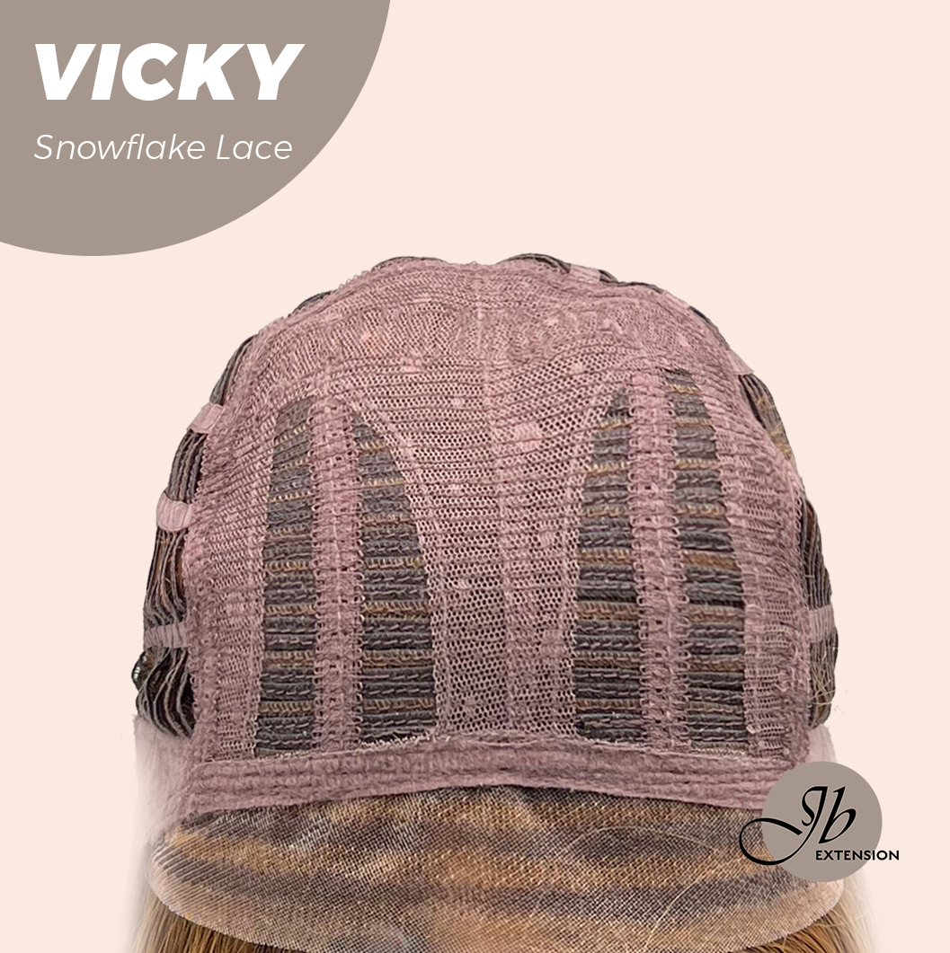 JBEXTENSION 20 Inches Caramel Pre-Cut Snowflake Lace Frontlace Glueless Wig VICKY【PERMATEASE】【BENDY EAR TABS】- S/M