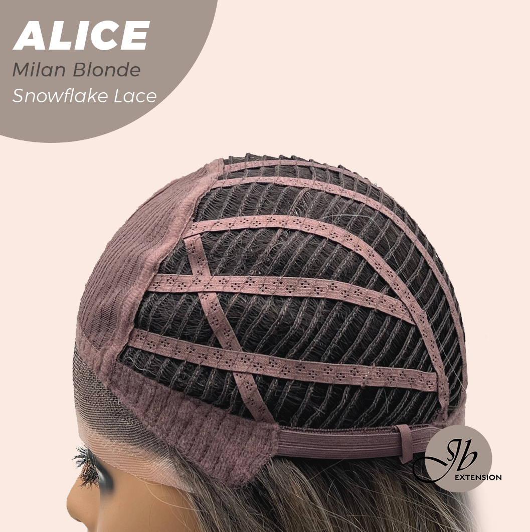 JBEXTENSION 12 Inches Milan Blonde Pre-Cut Side Part Snowflake Lace Frontlace Glueless Wig ALICE MILAN BLONDE【BENDY EAR TABS】- S/M