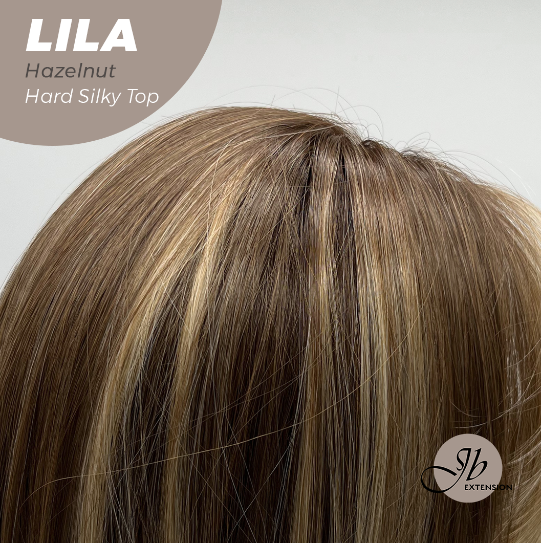 JBEXTENSION 20 Inches Scalpiana Hazelnut Wolf Cut 3.5X4 Hard Silky Top Natural Scalp Effect Wig With Bangs LILA HAZELNUT
