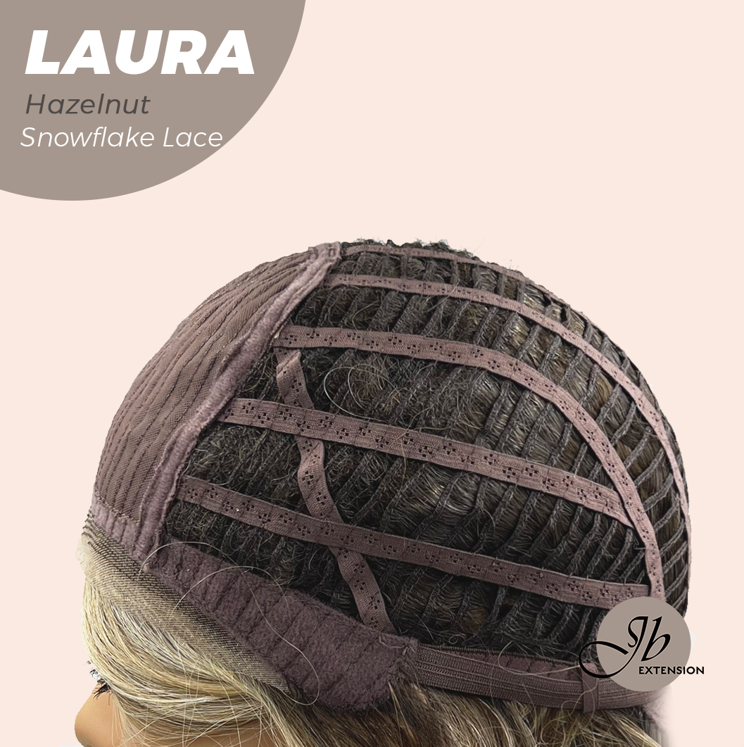 JBEXTENSION 14 Inches Hazelnut Pre-Cut Side Part Snowflake Lace Frontlace Glueless Wig LAURA SNOWFLAKE HAZELNUT【BENDY EAR TABS】- M/L